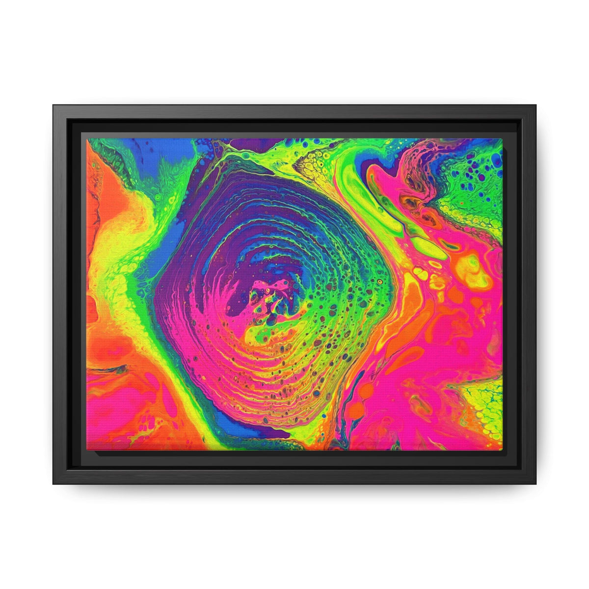 Bespattered Facade Rainbow Rings Framed Canvas Art Print | 3 Frame Colors | Multiple Sizes