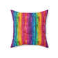 Bespattered Facade Rainbow Stripes Faux Suede Square Throw Pillow | 4 Sizes