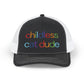 Childless Cat Dude Rainbow Embroidered Snapback Trucker Cap (10 Hat Colors)