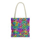 Bespattered Facade Candy Coated Neon Leopard Eco-Friendly Carryall Tote Bag