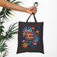 Bespattered Facade "Time for Women to Rule the World" Floral Canvas Tote Bag Reusable Carryall