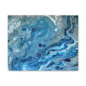 Bespattered Facade Blue Marble Stretched Matte Canvas Art Prints | Multiple Sizes