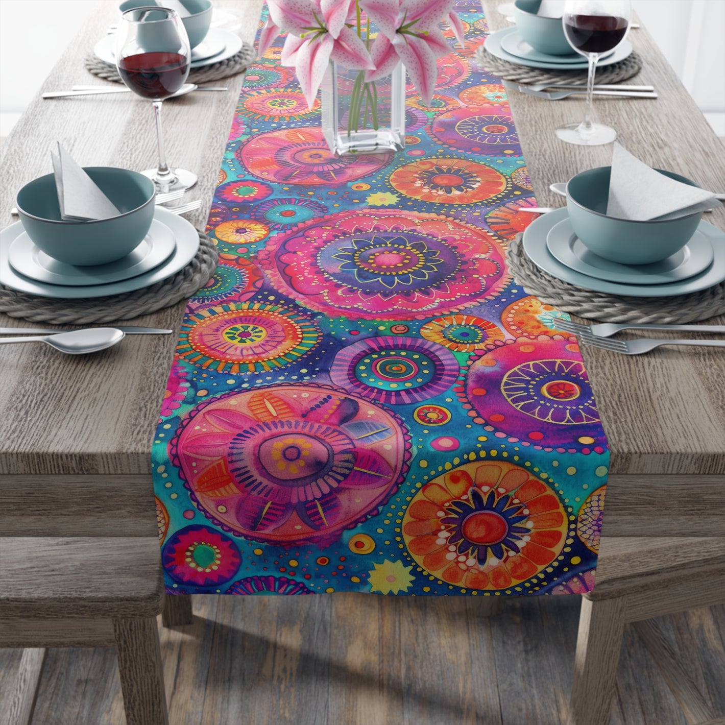 Bespattered Facade Colorful Circles Table Runner (2 sizes)
