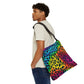 Bespattered Facade Rainbow Animal Print Adjustable Tote Bag | 2 Sizes