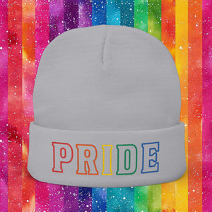 Bespattered Facade Rainbow LGBTQ+ Pride Embroidered Knit Beanie