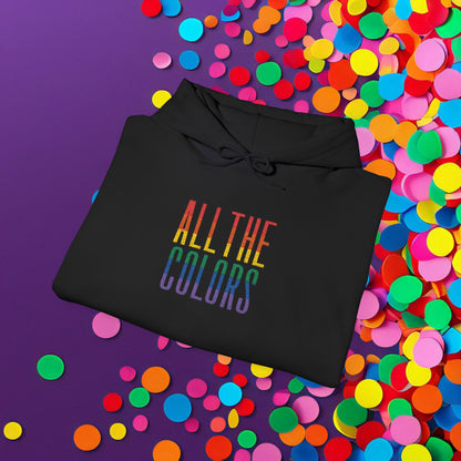 Bespattered Facade "All the Colors" Rainbow Block Embroidered Unisex Heavy Blend™ Hooded Sweatshirt
