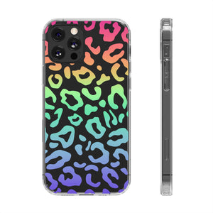 Bespattered Facade Bright Rainbow Leopard Clear Case