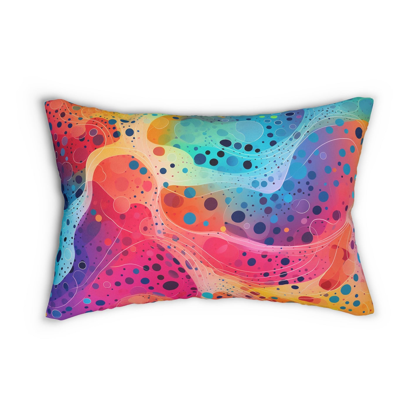 Bespattered Facade Rainbow Webs Lumbar Throw Pillow