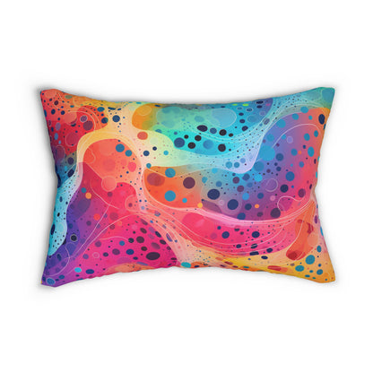 Bespattered Facade Rainbow Webs Lumbar Throw Pillow