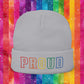 Bespattered Facade Rainbow Proud LGBTQ+ Pride Embroidered Knit Beanie