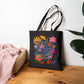 Bespattered Facade Rainbow "The Prettiest Demon" Floral Canvas Tote Bag Reusable Carryall