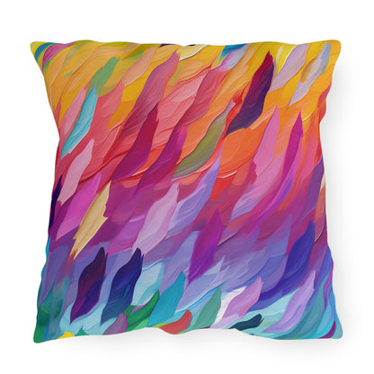 Bespattered Facade Rainbow Feathers UV-Resistant Outdoor Pillows | 4 Sizes
