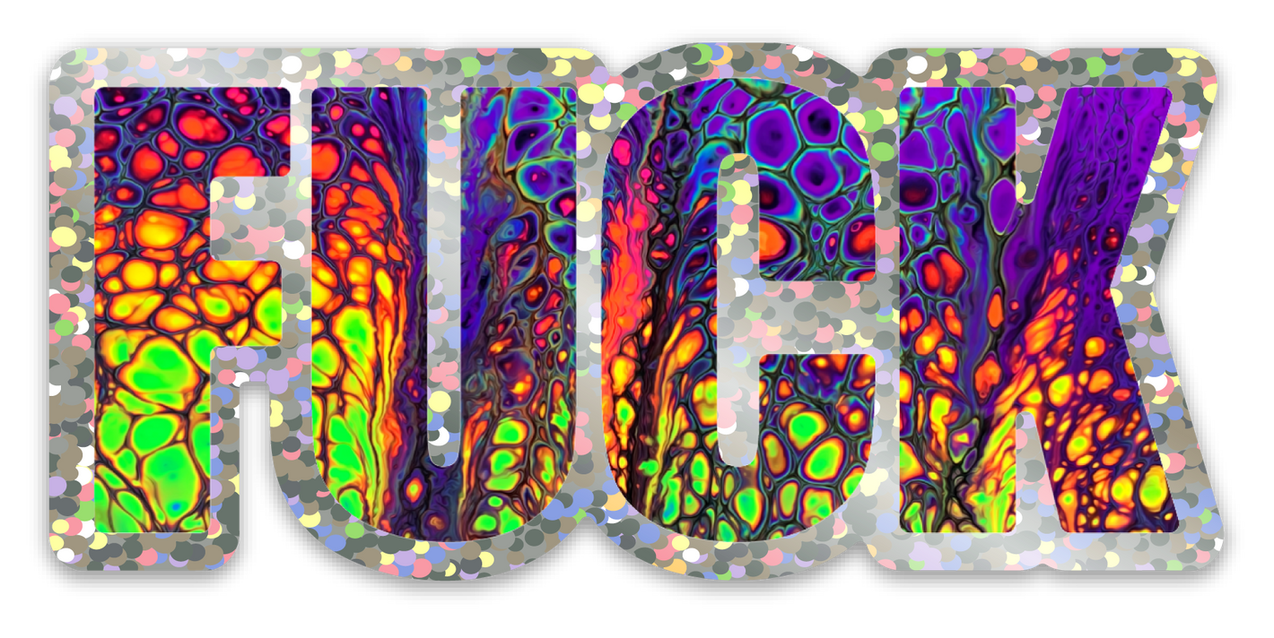 Bespattered Facade Everyone's Favorite Word Glitter Sticker - Neon Lava
