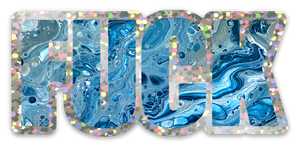 Bespattered Facade Everyone's Favorite Word Glitter Sticker - Blue Marble