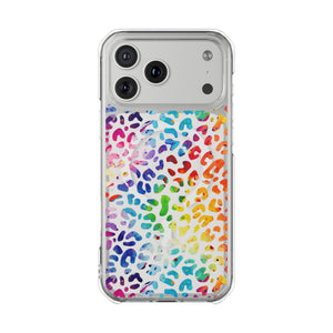 Bespattered Facade Rainbow Paint Splatter Leopard MagSafe Clear Impact Cases