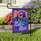 Bespattered Facade "Eat the Rich" Orcas Rainbow Garden Flag