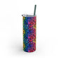 Bespattered Facade Rainbow Watercolor Leopard Maars Maker Skinny Matte Tumbler 20oz