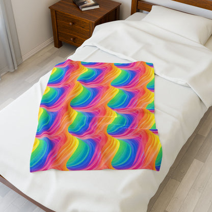 Bespattered Facade Windswept Rainbows Velveteen Plush Blanket | 3 Sizes