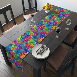 Bespattered Facade Bright Rainbow Flowers Table Runner (2 sizes)