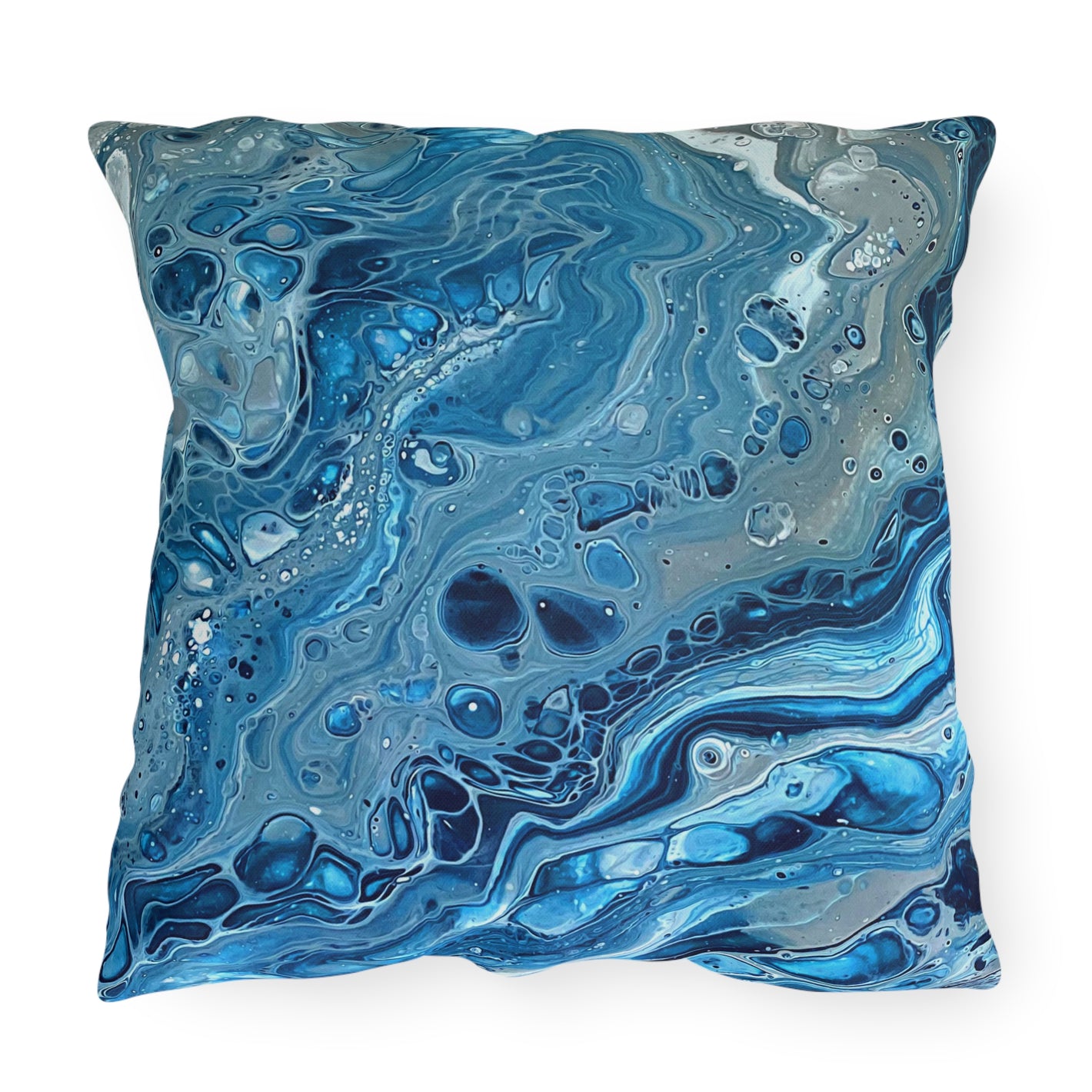 Bespattered Facade Blue Marble UV-Resistant Outdoor Pillows | 4 Sizes