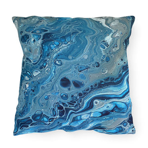 Bespattered Facade Blue Marble UV-Resistant Outdoor Pillows | 4 Sizes