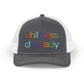 Childless Dog Lady Rainbow Embroidered Snapback Trucker Cap (10 Hat Colors)