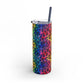 Bespattered Facade Rainbow Watercolor Leopard Maars Maker Skinny Matte Tumbler 20oz