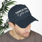 Bespattered Facade "Hang in There" White Embroidered Distressed Cap