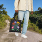 Bespattered Facade "Trying to Have a Nice Day..." Floral Canvas Tote Bag Reusable Carryall