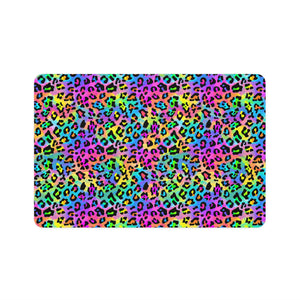 Bespattered Facade Candy Coated Neon Leopard Pet Food Mat