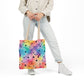Bespattered Facade Rainbow Watercolor Dots Canvas Tote Bag | 3 Sizes and 5 Strap Colors
