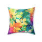 Bespattered Facade Rainbow Florals Square Throw Pillow | 4 Sizes