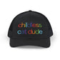 Childless Cat Dude Rainbow Embroidered Snapback Trucker Cap (10 Hat Colors)