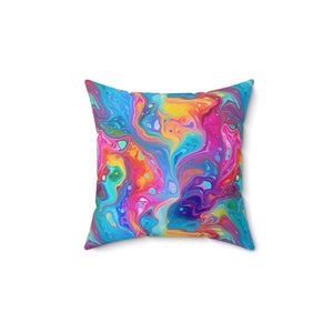Bespattered Facade Rainbow Flow Faux Suede Square Throw Pillow | 4 Sizes