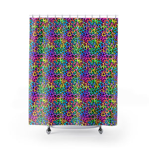 Bespattered Facade Candy Coated Neon Leopard Shower Curtain
