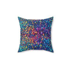 Bespattered Facade Rainbow Party Dots Square Throw Pillow | 4 Sizes