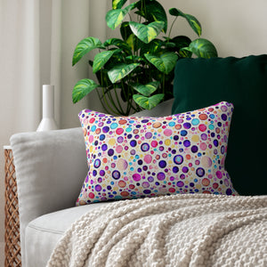 Bespattered Facade Colorful Dots Lumbar Throw Pillow