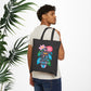 Bespattered Facade "I've Menaced Before" Floral Canvas Tote Bag Reusable Carryall