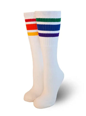 Rainbow Stripe Under the Knee Tube Socks