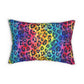 Bespattered Facade Rainbow Watercolor Leopard Lumbar Throw Pillow