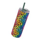 Bespattered Facade Rainbow Watercolor Leopard Maars Maker Skinny Matte Tumbler 20oz