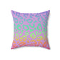 Bespattered Facade Vibrant Leopard Print Faux Suede Square Throw Pillow | 4 Sizes