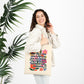 Bespattered Facade Rainbow "The Prettiest Demon" Floral Canvas Tote Bag Reusable Carryall