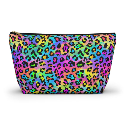 Bespattered Facade Candy Coated Neon Leopard Accessory Pouch With T-Bottom | 2 Sizes