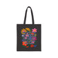 Bespattered Facade Rainbow "The Prettiest Demon" Floral Canvas Tote Bag Reusable Carryall