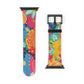 Bespattered Facade Bold Florals Faux-Leather Smart Watch Band