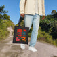 Bespattered Facade Rainbow "Come With Me and You'll See..." Canvas Tote Bag Reusable Carryall
