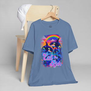 "Eat the Rich” Rainbow Orcas Bella Canvas Unisex Jersey Short Sleeve Tee T-Shirt