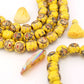 15mm Yellow Hand Painted Sun Wood Beads, 14 Beads