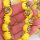 15mm Yellow Hand Painted Sun Wood Beads, 14 Beads